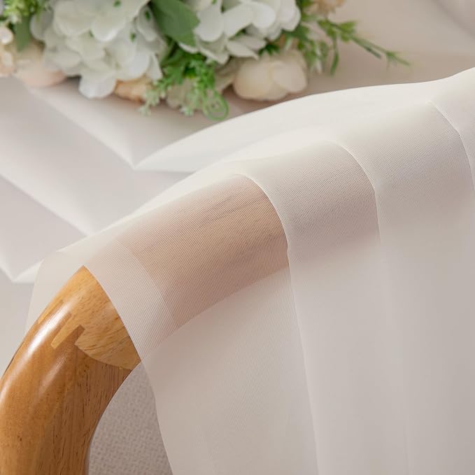 Chyhomenyc Ivory Sheer Curtains Tier 36 inch Length 2 Panels, Light Filtering Airy Rod Pocket Short Curtains Window Treatment for Small Windows/Bathroom/Cafe/Living Room/Farmhouse, 42x36 Inch