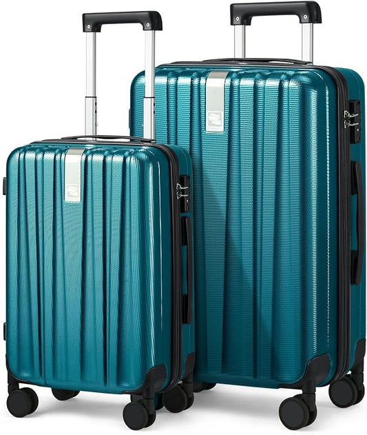 Hanke Luggage Sets 2 piece Carry On Luggage with Wheels PC Hard Shell Suitcases Lightweight Checked Travel Luggage Large Travel Suitcase Woman Men 20/29 Inch(Caribbean Blue)