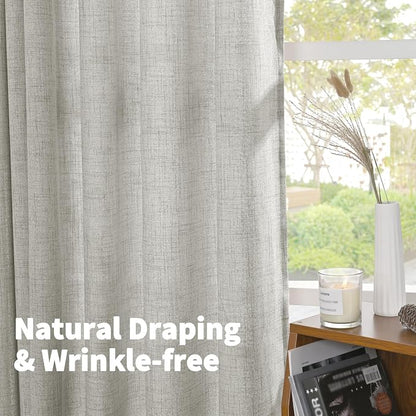 YoungsTex Light Grey Linen Curtains 95 Inches Long - Image 5