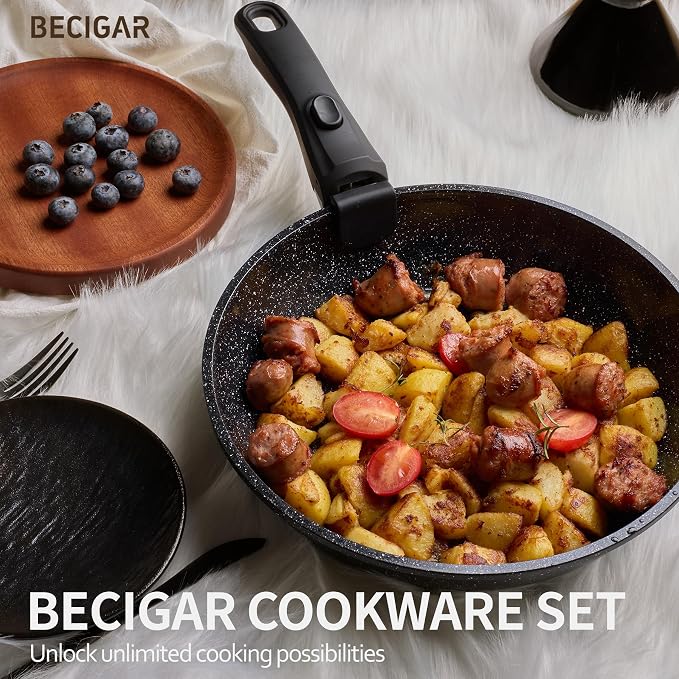 BECIGAR 23pcs Ceramic Pots and Pans Set, Nonstick Detachable Handle Cookware - Image 2
