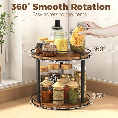 LAMU 10'' Wood Lazy Susan Turntable Organizer - Image 3