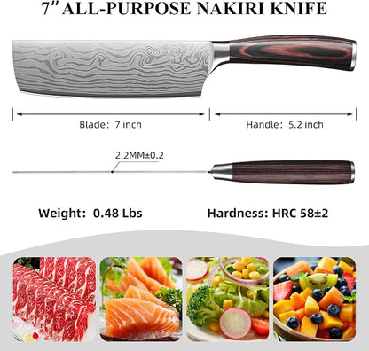 Sunnecko Japanese Nakiri Knife 7 Inch - Image 8