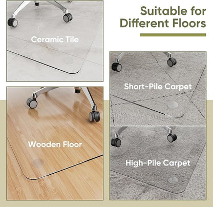 Office Chair Mat for Carpet & Hardwood, Upgraded 32" x 48" Dual Use Tempered - Image 5