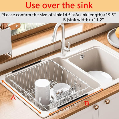 Stainless Steel Dish Drying Rack, Expandable Fruit & Vegetable Drain Rack over - Image 8
