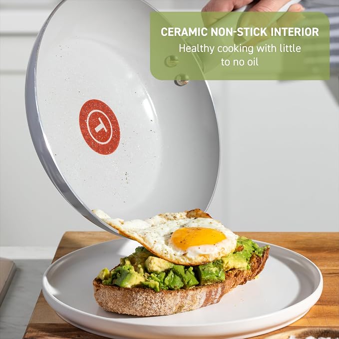 T-Fal Refresh Ceramic Nonstick Cookware Set, Oven Safe Up to 350ºF, Includes - Image 3