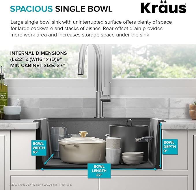 KRAUS Bellucci 25-inch Granite Workstation Drop In Top Mount Single Bowl Kitchen Sink in Metallic Grey with Accessories, KGTW12-25MGR