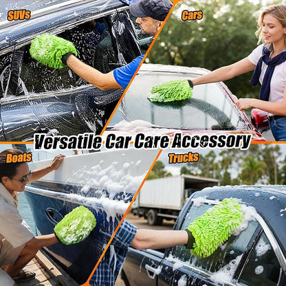 Car Wash Mitt Microfiber, Premium Chenille Microfiber Wash Car Mitts Sponge - Image 7