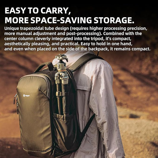 Fotopro Compact Carbon Fiber Travel Tripod, 60 inches Professional Heavy Duty Tripod with Profile Legs Super-Large Ball Head Weatherproof Bag, Fotopro Origin Plus Golden Max Load 44lbs