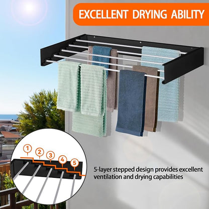 FOCHIER F Laundry Drying Rack Wall Mounted Clothes Drying Rack Collapsible - Image 6