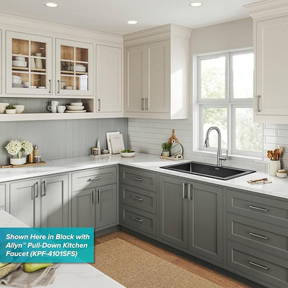 KRAUS Forteza 33-inch Drop In/Undermount Single Bowl Granite Kitchen Sink in Grey, KGD-54GREY