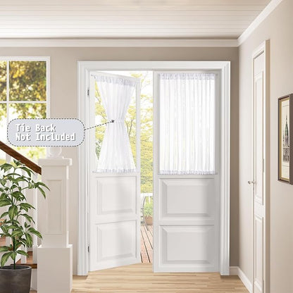 Tollpiz Short Sheer Door Curtains Closet Linen Textured Curtains Sheer Doorway - Image 2