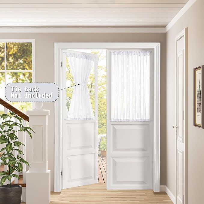 Tollpiz Short Sheer Door Curtain Closet Linen Textured Curtain Sheers Doorway - Image 2