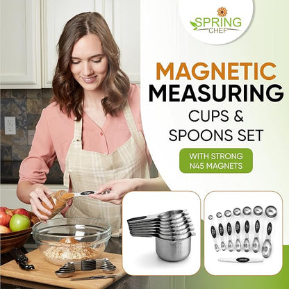 Spring Chef Magnetic Measuring Cups & Spoons Set, Strong N45 Magnets, Heavy - Image 3