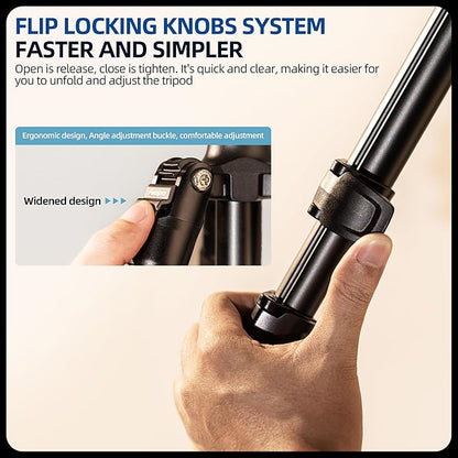 Fotopro 73" Camera Tripod, Aluminum Compact Travel Tripod and Monopod with 360° Ball Head Quick Release Plate, Professional Camera Tripod for DSLR, A4I A5I (Blue, 80 Inch)