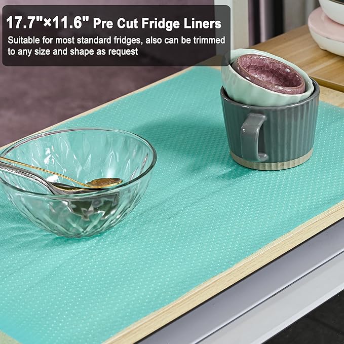 BOPART 12Pcs Refrigerator Liners Washable Fridge Shelf Liners Refrigerator Mats - Image 5