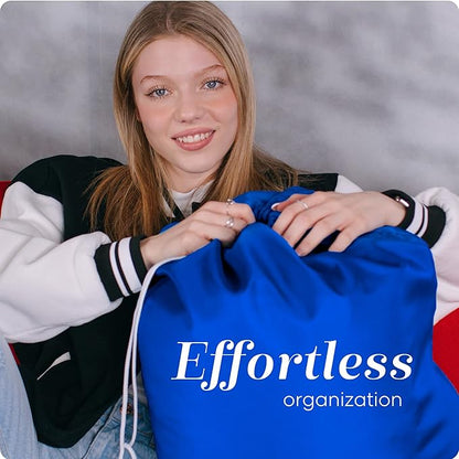 Handy Laundry Nylon XL - Large Capacity with Locking Drawstring, Machine Washable, Fits Laundry Baskets or Hampers, Holds 3 Loads of Clothes - Royal Blue (Pack of 2)