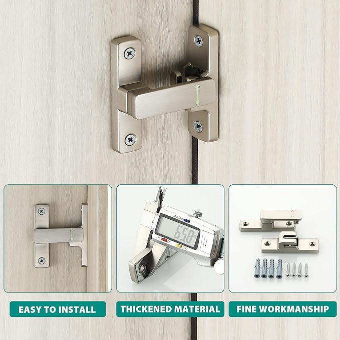 90/180 Degree Flip Latch Gate Latch, Heavy Duty Black Safety Door Lock Enhanced Security Flip Latch Lock Hardware for Interior Door Front Door Barn Garden Fence Window Bathroom Cabinet