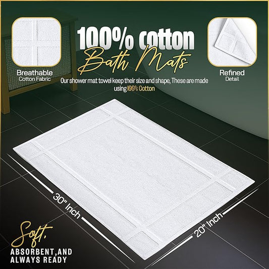 Pearl Linens Pack of 6 100% Cotton Bath Mat 20X30 inches, Soft & Absorbent - Image 2