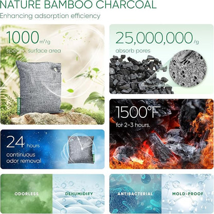 Activated Charcoal Odor Absorber, Large 500g w Hooks Nature Odor Remover - Image 3