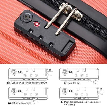 Hanke 29 Inch Luggage Suitcases With Spinner Wheels Lightweight PC hardside Rolling Suitcase With Travel Lock, Checked-Large 29-Inch Christmas Gifts for Birthday （Orange）