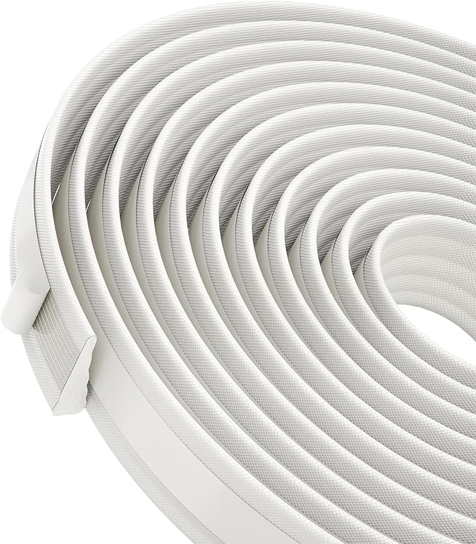 QDiShi 196" Wedge-Shape Weather Stripping Door Seal Weatherproof Foam Seals Self Adhesive Insulation Anti-Collision Strip Soundproofing Frame Insulation Tape Fits 0.13-0.31" Gaps(White)
