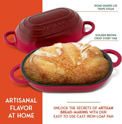 Enameled Cast Iron Bread Oven 2 Qt, Non-Stick Single Loaf Cast Iron Bread Pan - Image 3