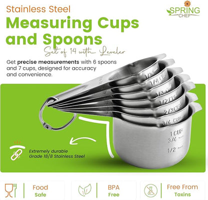 Spring Chef Stainless Steel Measuring Cups and Spoons Set of 14 - Image 4