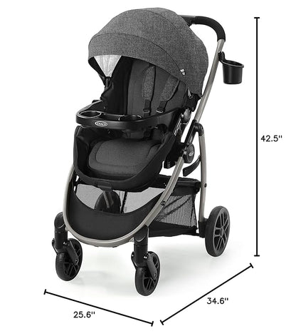 Graco Redmond Modes Pramette Stroller, 3-in-1 Convertible: Car Seat Carrier, Infant Pramette to Toddler Stroller with Reversible Seat and One-hand Fold