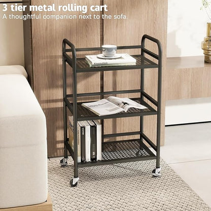 HDANI 3 Tier Rolling Cart, Heavy Duty Multifunctional Metal Frame-Supports 22 - Image 3