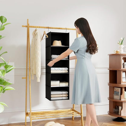 Hanging Closet Organizer and Storage 5-Shelf, Easy Mount Foldable Hanging - Image 2