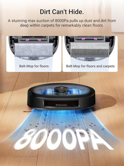 Eureka J20 Robot Vacuum Self Emptying, 8000Pa Suction, Auto Mop Washing & Hot - Image 3