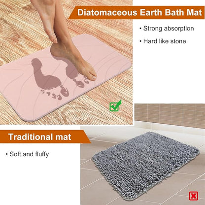 2 Pack Diatomaceous Earth Shower Mat, Stone Bath Mat, Nonslip Super Absorbent - Image 5
