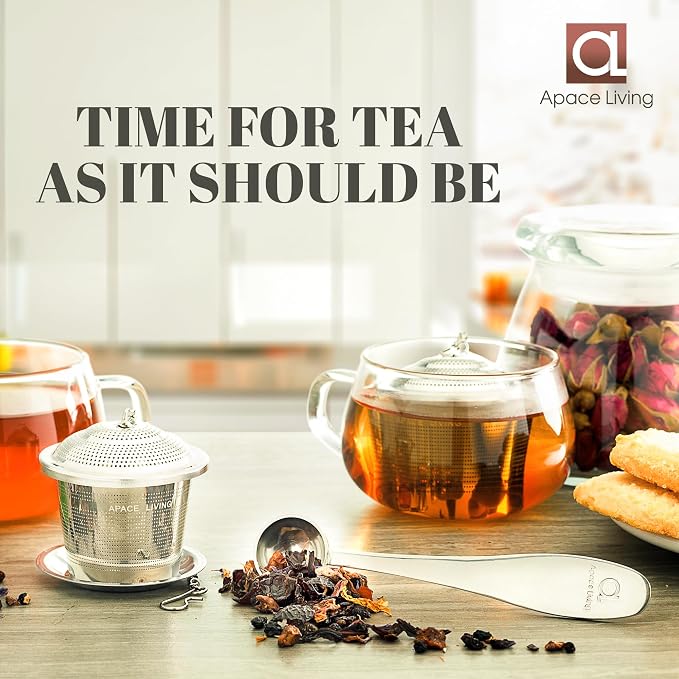 Tea Infuser Set of 2 with Tea Scoop & Drip Trays - Image 4