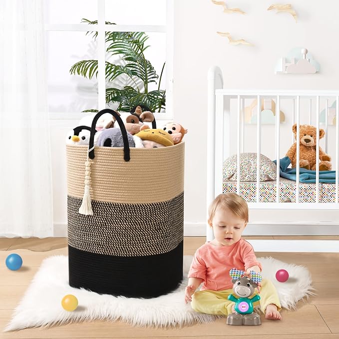 Woven Laundry Basket for Clothes, 50 L Large Rectangle Laundry Hampers - Image 5