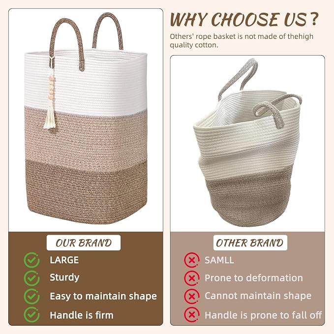 Woven Laundry Basket for Clothes, 100 L Large Rectangle Laundry Hampers - Image 5