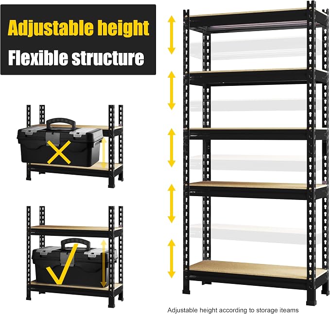 PrimeZone Storage Shelves 2 Pack 5 -Tier Heavy Duty Shelf, 1325 lbs /Pack - Image 5