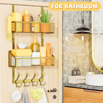 Over The Door Hooks Organizer, Coat Rack Over The Door Storage Hanger Towel Rack - Image 7