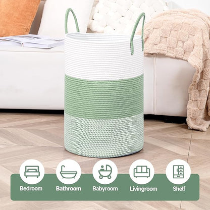 CLHMILY&Z 60L Laundry Basket Round Storage Rope Basket - Image 3