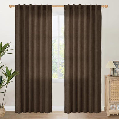 YoungsTex Brown Linen Curtains 84 Inch Length by YoungsTex
