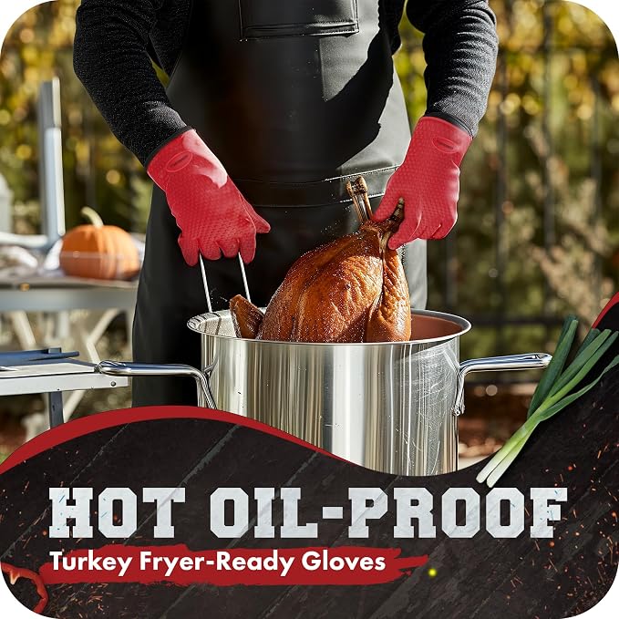 KITCHEN PERFECTION Silicone Smoker Oven Gloves -Extreme Heat Resistant BBQ - Image 5
