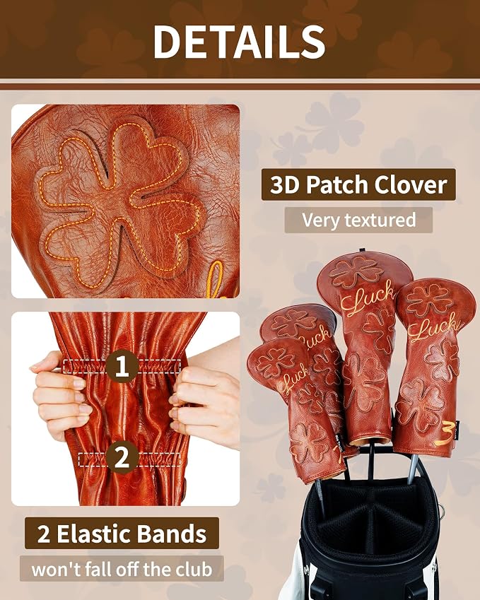 Golf Headcovers Golf Club Head Covers Four Leaf Clover Good Luck Charm - Image 7