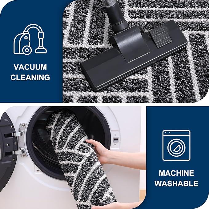 OLANLY Indoor Door Mat, 40x32 Inch, Dirt Resistant and Absorbent, Non-Slip Rubber Backing Floor Mats, Easy Clean Low-Profile Doormat for Entryway, Front Door, and Inside Entrance, Black