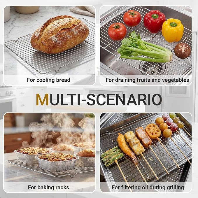 Lounsweer 2 Pack Cooling Racks, 24L x 16W x 1H Stainless Steel Wire Rack - Image 4