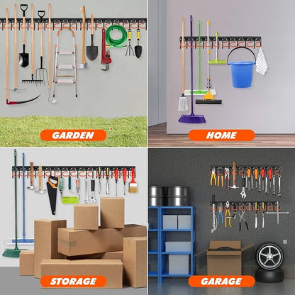 68'' All Metal Garden Tool Organizer Wall Mount Garage Tool Organizers and - Image 6
