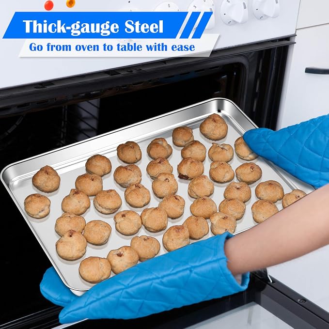 E-far Large Baking Sheets Set of 4, 20”x14” Stainless Steel Cookie Sheet Pans - Image 4