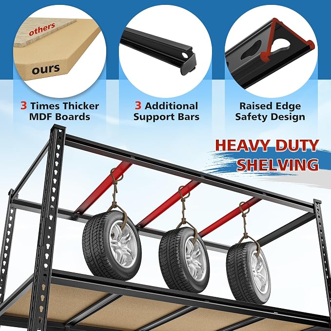 59.8"W Metal Shelving 59.8"H Storage Shelves 2200LBS Garage Shelving Adjustable - Image 6