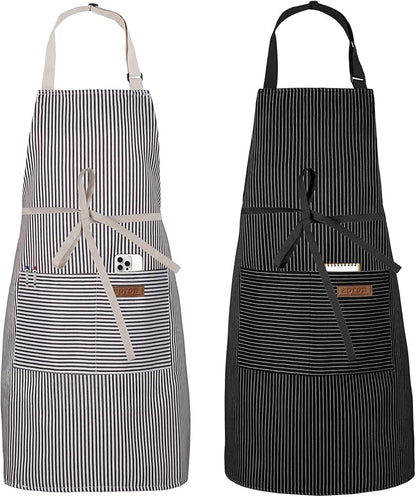 Serrenf 2 Pack Apron, Cooking Kitchen Aprons, Adjustable Bib Apron by serrenf