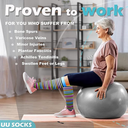 Medical Compression Socks for Women and Men 3 Pairs 20-30 mmHg Knee High Christmas Compression Stockings Circulation Best for Running Athletic Nurses