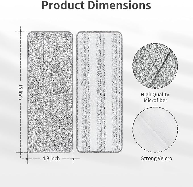 10Pcs Joymoop Mop Replacement Pads, 15 * 4.9'' Universal Mop Pads Mop Head - Image 2
