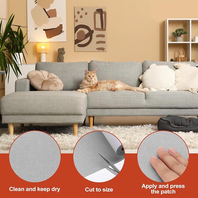 PATIKIL 70x4.4 Inch Linen Repair Tape, Repair Fabric Patch Self Adhesive Couch - Image 3